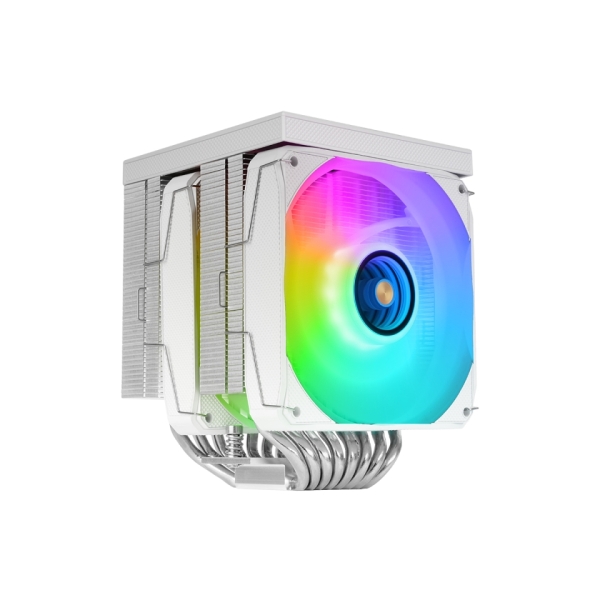 Mars Gaming MCPU-LCDPRO Disipador CPU - Potencia TDP hasta 380W - 8 Tubos - 2 Ventiladores PWM FDB de 120mm - 2300rpm - Pantalla LCD - Iluminacion ARGB - 120x118x158mm - Color Blanco