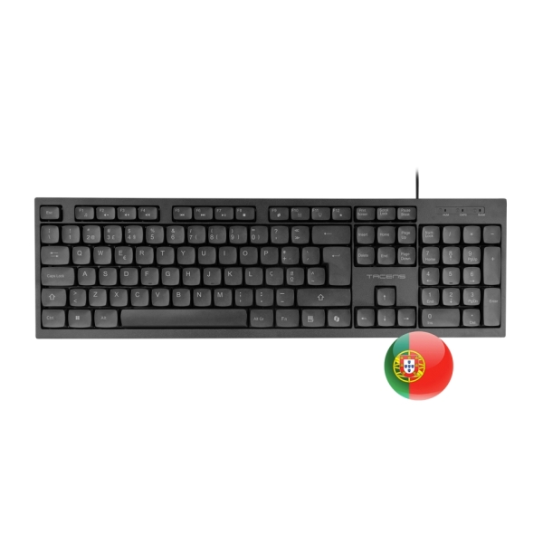 Tacens Anima AK02 Teclado Completo - Cable 1.3m - Disposicion Portuguesa QWERTY PT - Teclas Silenciosas de Perfil Bajo - Accesos Directos Multimedia e IA - 43.7x25x1.3cm - Color Negro