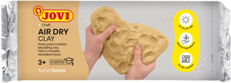 Jovi Air Dry Pasta para Modelar 1000gr - Endurecible al Aire - Tacto Fresco - Facil de Moldear - Multi-Superficie - Secado en 24H - Acabado Fino - Color Ocre