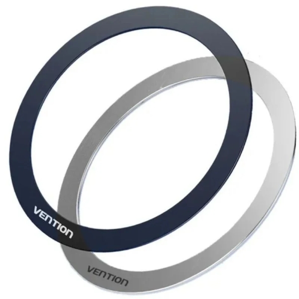 Vention Pack de 2 Anillos para Soportes Magneticos - Universal - Adhesivo de Doble Cara - Metal Ultrafino - Color Gris