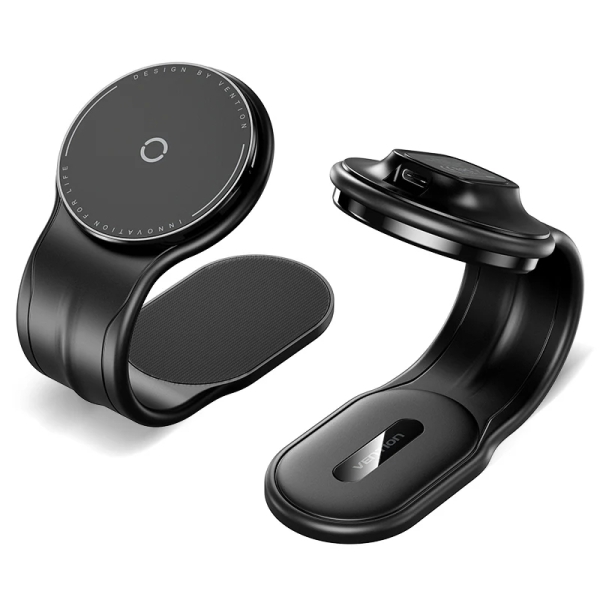 Vention Soporte Cargador Magnetico para Smartphone - 15W - USB-C - Adhesivo 3M y Velcro - Plegable - Color Negro
