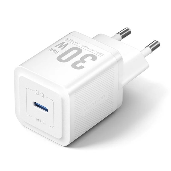 Vention Cargador de Pared - 30W - GaN - USB-C - Carga Rapida - Tecnologia PPS - Color Blanco