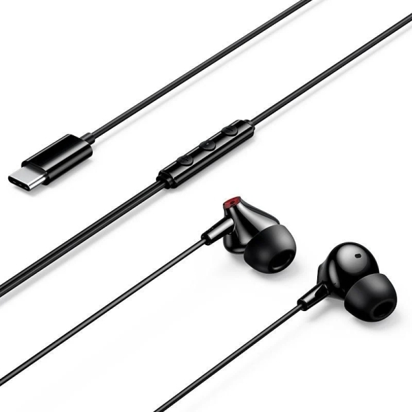Vention Echo Lite Auriculares Intraurales con Cable de 1.2m - USB-C - Microfono Integrado - Altavoz de 12mm - Color Negro
