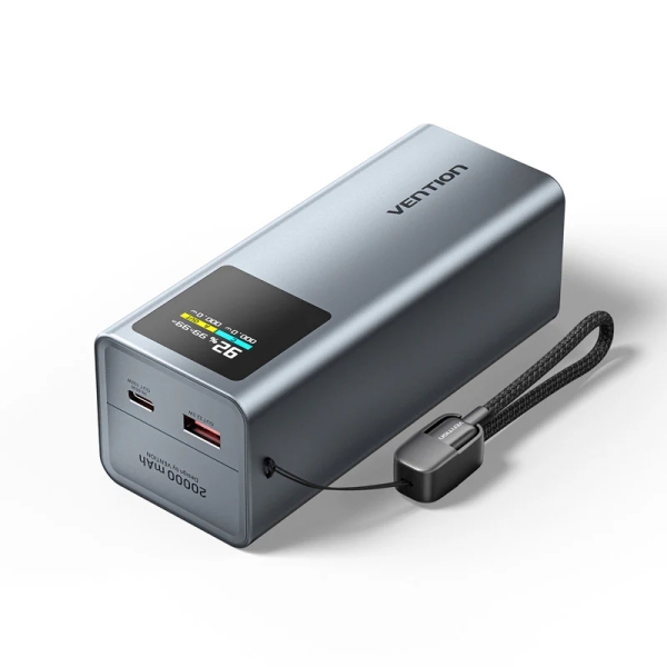 Vention Powerbank de 20000mAh - Potencia de Salida hasta 100W - Power Delivery - USB-A - USB-C - Pantalla TFT - Tecnologia PPS y UFCS - Color Gris
