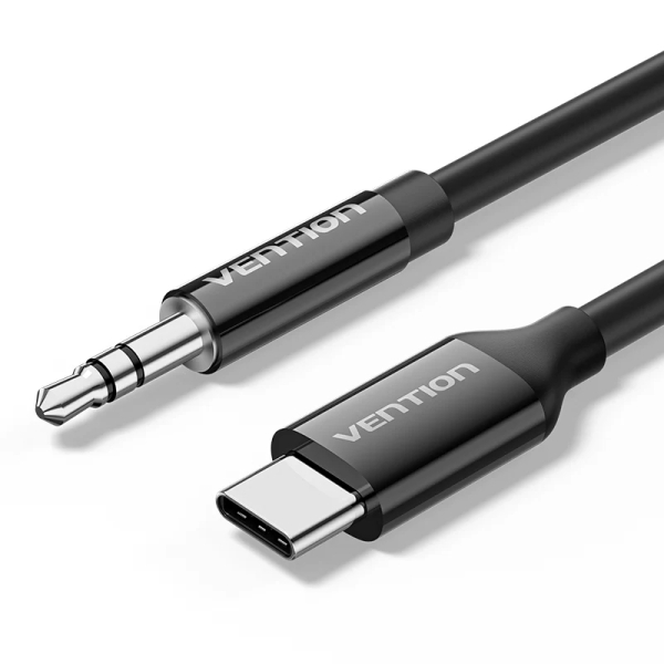 Vention Cable DAC de Audio - Longitud 1m - Jack 3.5mm - USB-C - Chaqueta de TPE - Carcasa ABS - Color Negro