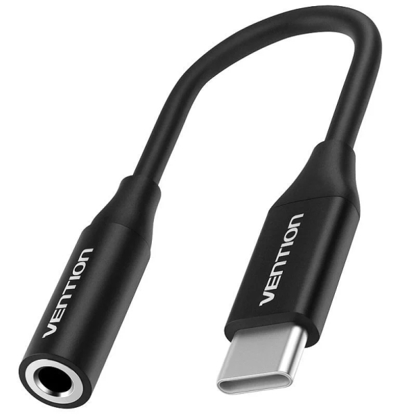 Vention Adapatador de Audio DAC - Jack 3.5mm Hembra - USB-C Macho - Cable 10cm - Aluminio - Color Negro