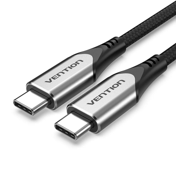 Vention Cable USB-C 3.1 - Potencia hasta 60W - Longitud 1m - Velocidad hasta 5Gbps - Chaqueta Trenzada de Algodon - Color Gris
