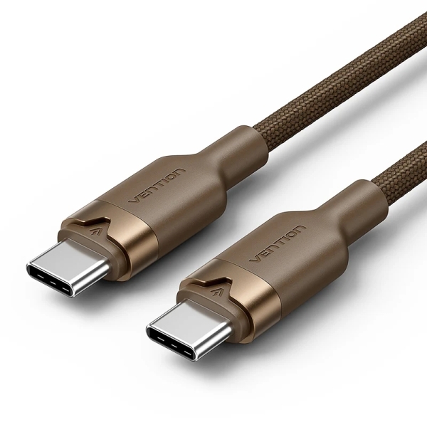 Vention Cable USB-C - Potencia hasta 60W - Longitud 1m - Carcasa de Aluminio - Recubrimiento de Nailon Trenzado - Velocidad hasta 480Mbps - Color Dorado