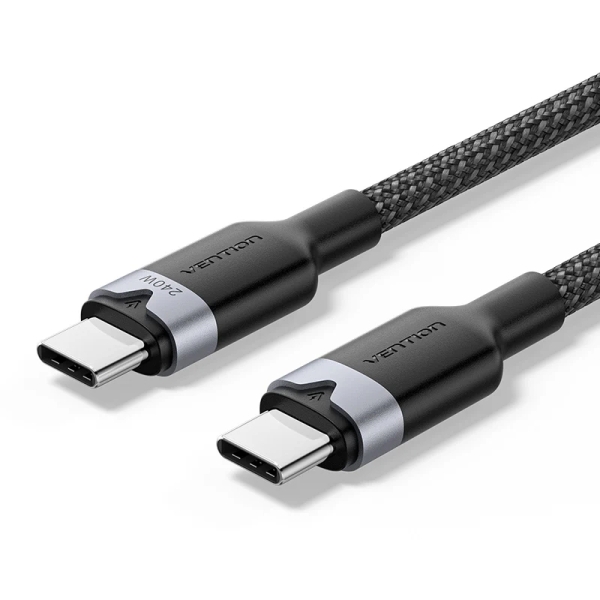 Vention Cable USB-C - Potencia hasta 240W - Longitud 2m - Recubrimiento de Nailon Trenzado - Velocidad hasta 480Mbps - Color Negro