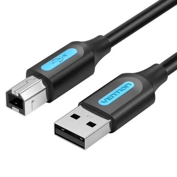 Vention Cable de Impresora - Longitud 15m - USB-A - USB-B - Transferencia hasta 480Mbps - PVC - Nucleo de Ferrita - Acabado Niquelado - Color Negro