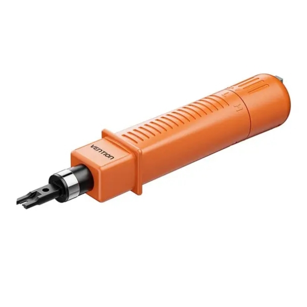 Vention Insertadora para RJ45/RJ11 - Multifuncional para Insertar, Fijar y Cortar Cables - Potencia de Impacto Ajustable - Mango Antideslizante - Color Naranja