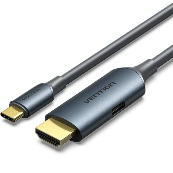 Vention Cable Conversor HDMI Macho a USB-C Macho - Resolucion 4K - ARC - Longitud 1.5m - Conectores Chapados en Oro - Revestimiento en PVC - Color Gris