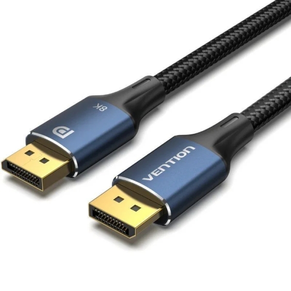 Vention Cable Displayport 1.4 8K - Longitud 5m - Trenzado de Nailon - Conectores Chapados en Oro - Color Azul