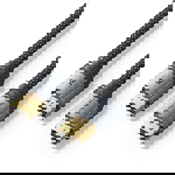 Vention Cable Displayport 2.1 16K - Longitud 3m - Revestimiento Trenzado de Algodon - Conectores Chapados en Oro - Color Gris