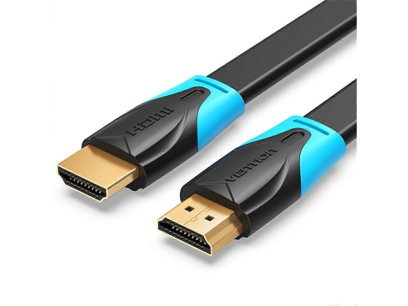 Vention Cable HDMI 2.0 Plano - Resolucion 4K - ARC - Longitud 10m - Conectores Chapados en Oro - Revestimiento en PVC - Color Negro