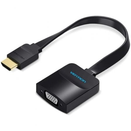 Vention Cable Conversor Plano HDMI Macho a VGA Hembra - Full HD - ARC - Longitud 0.15m - Puerto de Audio 3.5mm - MicroUSB - Conectores Chapados en Oro - Color Negro