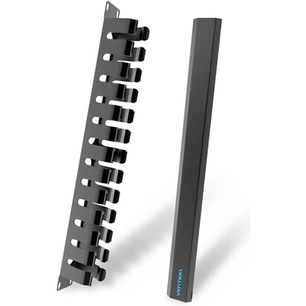 Vention Organizador de Cables de Red - 24 Puertos - Compatible con Racks de 19" - Marco de Acero SPCC - Tratamiento Anticorrosion - Color Negro