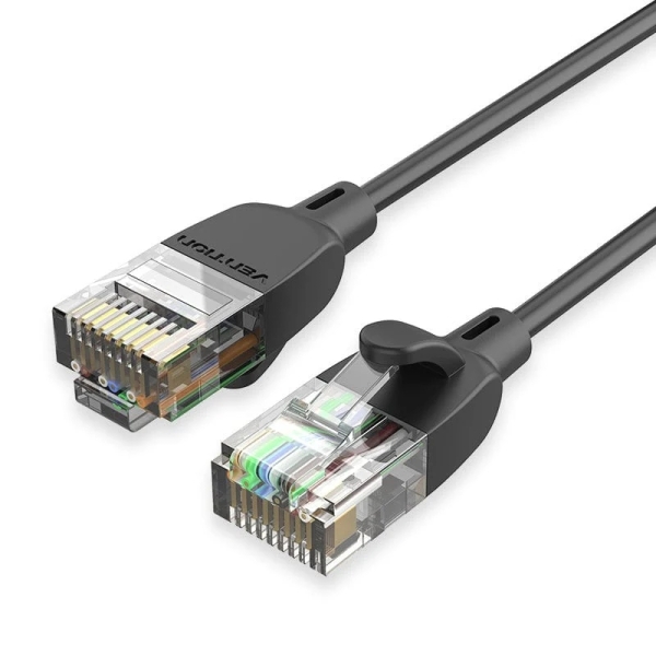 Vention Cable de Red Cat.6a UTP - Longitud 0.5m - Contactos Chapados en Oro - Velocidad hasta 10Gbps - Cubierta de PVC - Color Negro
