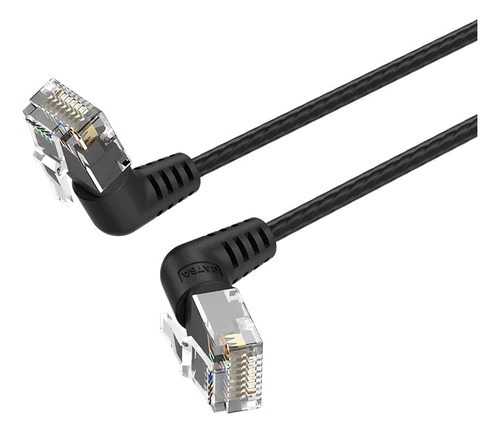 Vention Cable de Red Acodado Cat.6a UTP - Slim - Longitud 3m - Velocidad hasta 10Gbps - 32 AWG - Cubierta de PVC - Cabeza Rotatoria 360º - Color Negro