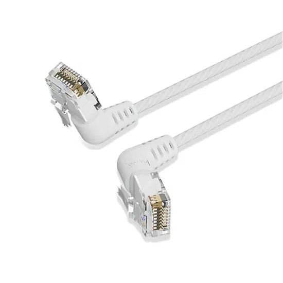Vention Cable de Red Acodado Cat.6a UTP - Slim - Longitud 3m - Velocidad hasta 10Gbps - 32 AWG - Cubierta de PVC - Cabeza Rotatoria 360º - Color Blanco
