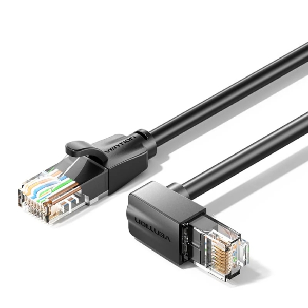 Vention Cable de Red Cat.6 UTP - Longitud 3m - Acodado - Velocidad hasta 1Gbps - 26AWG - Cubierta de PVC - Color Negro