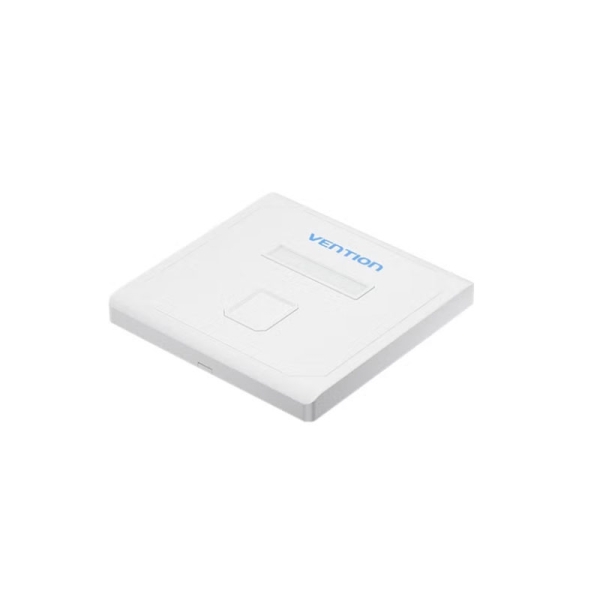 Vention Placa de Pared de 1 Toma RJ45 - Compatible con Cajas de Empotrar Tipo 86 - ABS Resistente al Envejecimiento - 86x86x8mm - Color Blanco