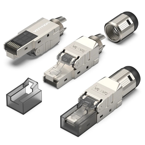 Vention Pack de 10 Conectores RJ45 sin Herramientas - Cat.6a FTP - Contactos Chapados en Oro - Color Gris