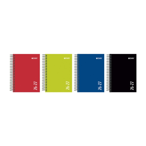 Enri Agenda Escolar con Espiral - Castellano - Tapa Extradura - Formato Octavo - Dia Pagina - Acabado Brillante - Colores Surtidos