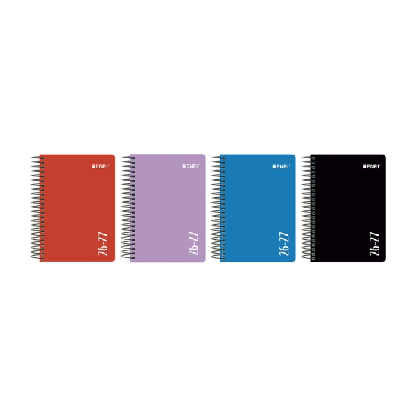 Enri Agenda Escolar con Espiral - Castellano - Tapa de Plastico - Formato Octavo - Dia Pagina - Colores Surtidos