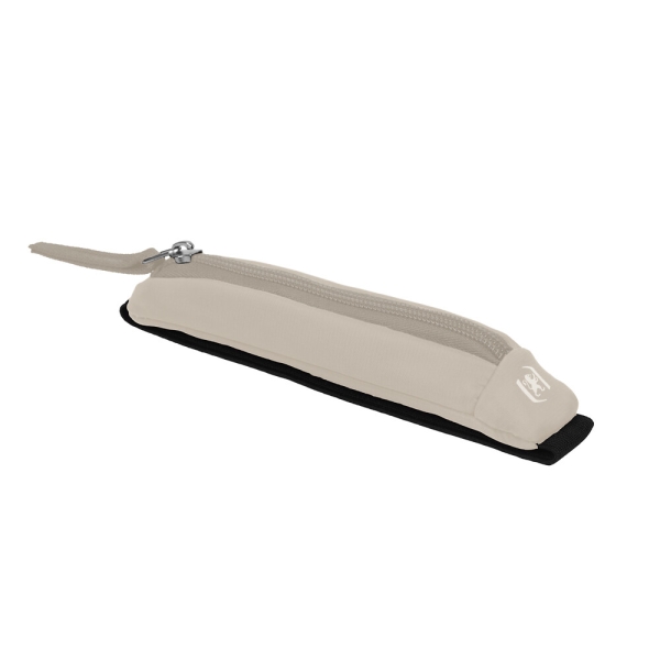 Oxford Executive Estuche Compacto - Goma Elastica para Cuadernos - Cremallera - Nailon Reciclado - 21x4.5x3.5cm - Color Beige
