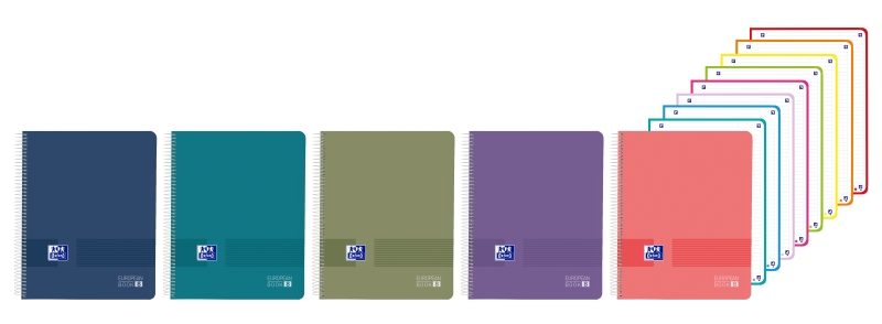 Oxford Live and Go Cuaderno de Espiral - Formato A4+ - 160 Hojas - Rayado Horizontal 1 Linea - Tapa de Polipropileno - Colores Vivos Surtidos