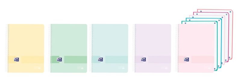 Oxford Live and Go Cuaderno de Espiral - Formato A4+ - 120 Hojas - Cuadricula 5x5mm - Tapa de Plastico - Anti Traspaso de Tinta - Digitalizacion de Textos con App - Colores Pastel Surtidos