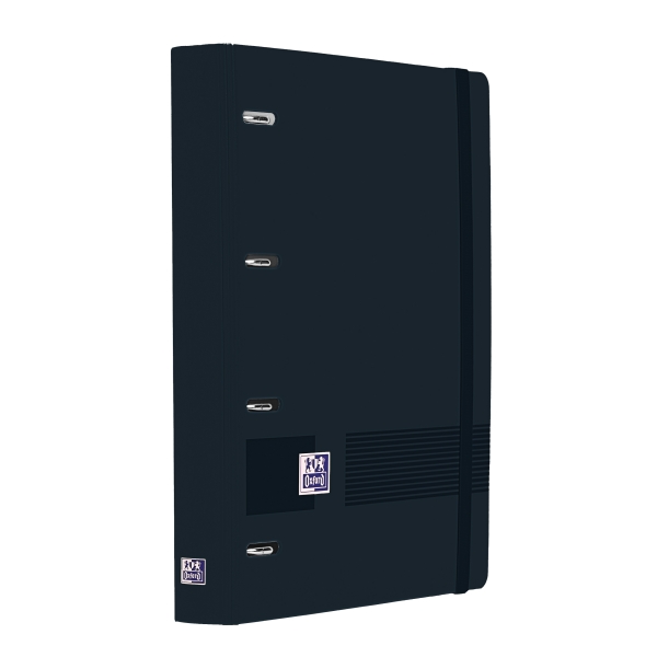 Oxford Europeanbinder Live and Go Carpeta de Anillas - Formato A4+ - Cierre con Goma - Incluye Recambio de 120 Hojas de Linea Horizontal - Color Negro