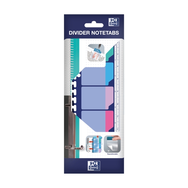 Oxford Regla con Indices Adhesivos Removibles - Marcadores Reposicionables Translucidos en Tonos Pastel - Compatibilidad Multiple - Marcapaginas - Colores Surtidos