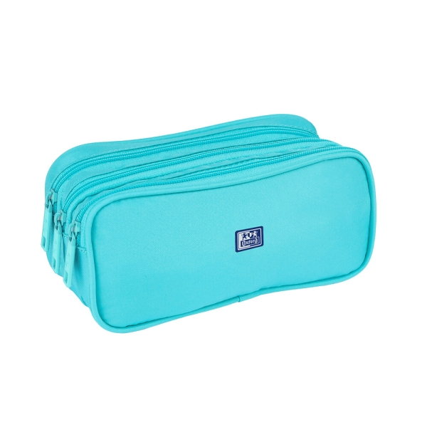 Oxford Kangoo Kids Estuche de 3 Compartimentos con Cremallera - Goma Elastica para Cuadernos - Poliester - Cremallera - 23.5x6.5x12cm - Colores Surtidos