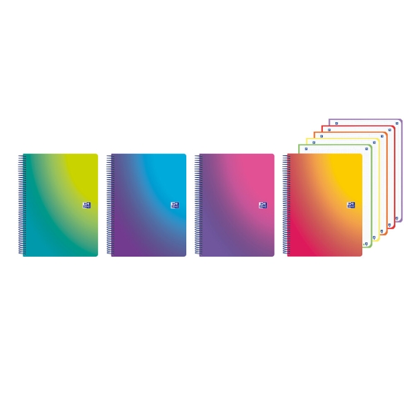 Oxford Cuaderno de Espiral - Formato A4+ - 120 Hojas - Cuadricula 5x5mm - Tapa de Plastico - Anti Traspaso de Tinta - Digitalizacion de Textos con App - Colores Surtidos
