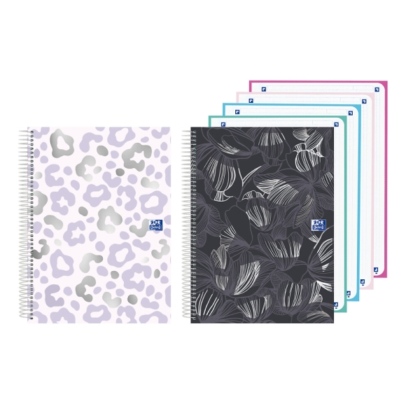 Oxford Cuaderno de Espiral - Formato A5+ - 120 Hojas - Cuadricula 5x5mm - Tapa Extradura - Digitalizacion de Textos con App - Colores Surtidos