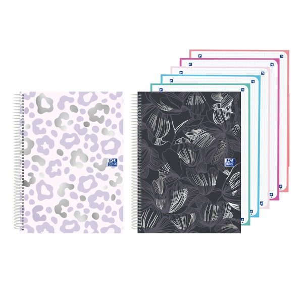 Oxford Cuaderno de Espiral - Formato A4+ - 120 Hojas - Cuadricula 5x5mm - Tapa Extradura - Digitalizacion de Textos con App - Colores Surtidos