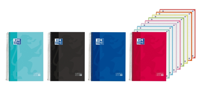 Oxford Cuaderno de Espiral - Formato A4+ - 160 Hojas - Cuadricula 5x5 con Cabecera - Tapa Extradura - Anti Traspaso de Tinta - Digitalizacion de Textos con App - Colores Surtidos