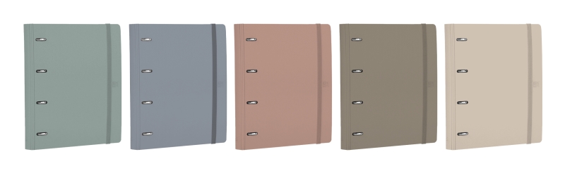 Oxford Europeanbinder Forest Carpeta de Anillas - Formato A4+ - Cierre con Goma - Incluye Recambio de Hojas con Cuadricula 5x5mm - Bolsillo Interior - Colores Surtidos