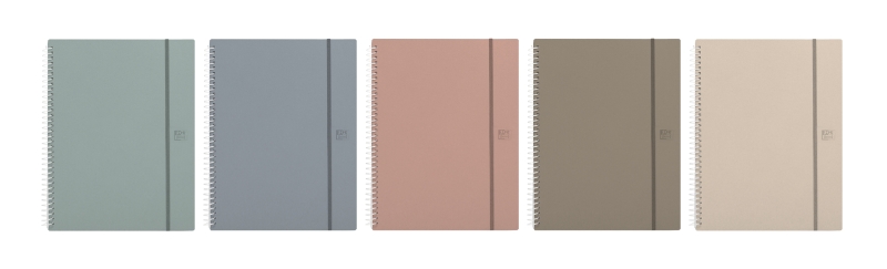 Oxford Forest Carpeta con Espiral de 60 Fundas - Cierre con Goma - Polyfoam - Plastico Reciclado - Colores Neutros Surtidos