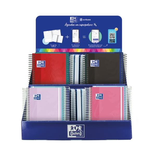 Oxford Expositor Basico con 36 Agendas Escolares - Castellano - 3 Modelos Diferentes - Facilitar la Exhibicion del Producto - Colores Surtidos