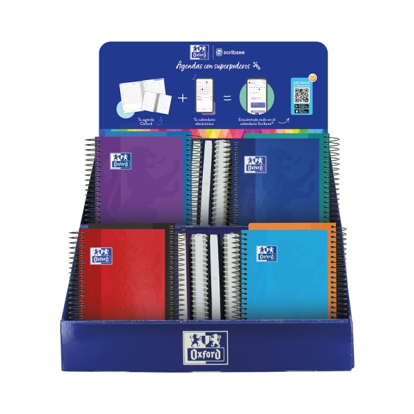 Oxford Expositor de Sobremesa con 38 Agendas Escolares - Catalan - 2 Modelos Diferentes - Facilitar la Exhibicion del Producto - Colores Surtidos