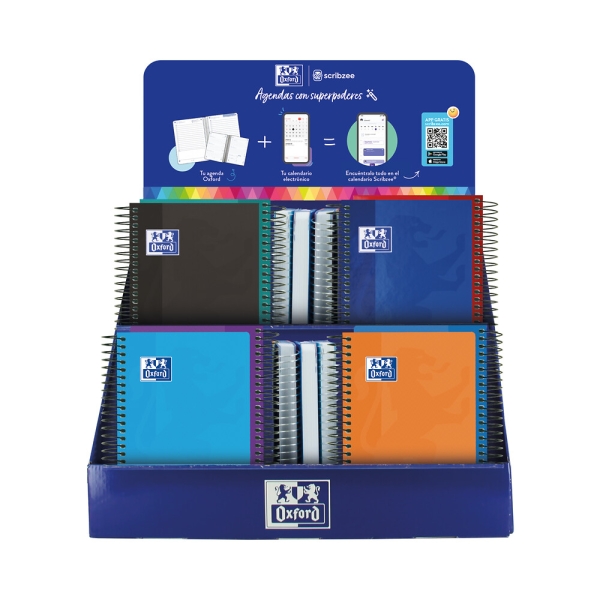 Oxford Expositor de Sobremesa con 38 Agendas Escolares - Castellano y Euskera - 3 Modelos Diferentes - Facilitar la Exhibicion del Producto - Colores Surtidos