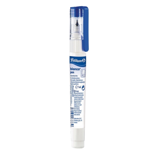 Pelikan Pen Boligrafo Corrector Liquido - Capacidad 7ml - Micropunta de Metal - Secado Rapido - Color Blanco