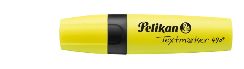 Pelikan Textmarker 490 Marcador Fluorescente - Blister - Ergonomico - Base de Agua - Punta Biselada con 3 Anchos de Trazo - Color Amarillo