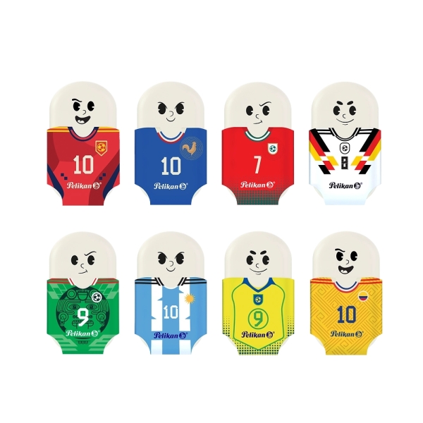 Pelikan Squeezy Sports Goma de Borrar - Tematica de la Copa Mundial de la Fifa 2026 - Colores Surtidos