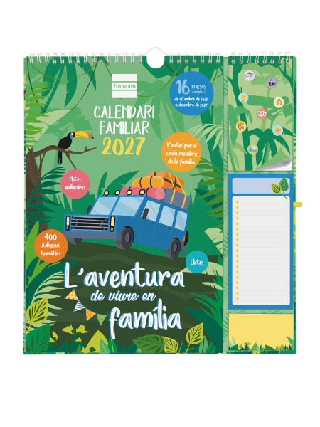 Finocam Sep Calendario de Pared en Catalan - 16 Meses - Mes Vista - Formato Plus - 215x325mm - Espiral Doble Metalica - Papel de 140g/m2 - Espacio para Notas - Anilla Portaboligrafo - Multicolor