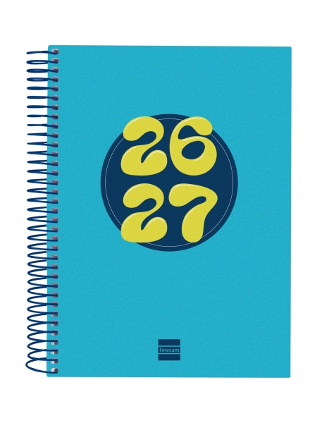 Finocam Cool Agenda Escolar 26/27 en Catalan - 1 Dia por Pagina - Formato 4º - 155x212mm - Tapas de Carton Forrado - Papel de 80g/m2 - Espiral Metalica - Esquinas Microperforadas - Color Azul