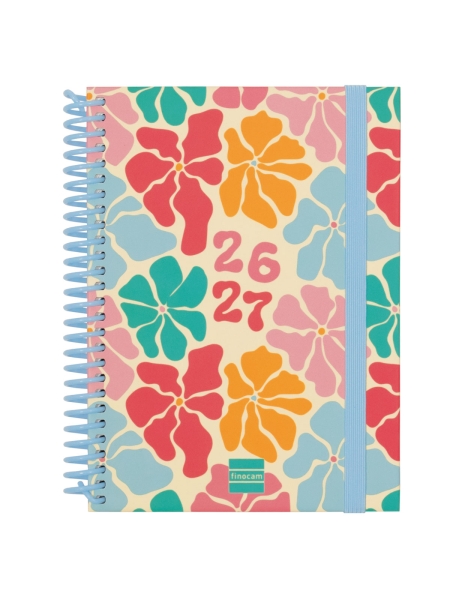 Finocam Diva Agenda Escolar 26/27 en Catalan - Semana Vista Horizontal - Formato 8º - 120x164mm - Tapas de Carton Forrado - Papel de 80g/m2 - Espiral - Esquinas Microperforadas - Multicolor
